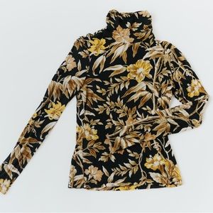 H&M High Neck Floral Fitted Longsleeve